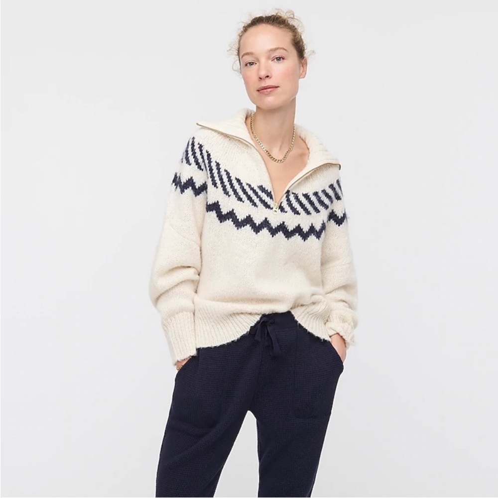 J.Crew Half-zip turtleneck sweater in Fair Isle